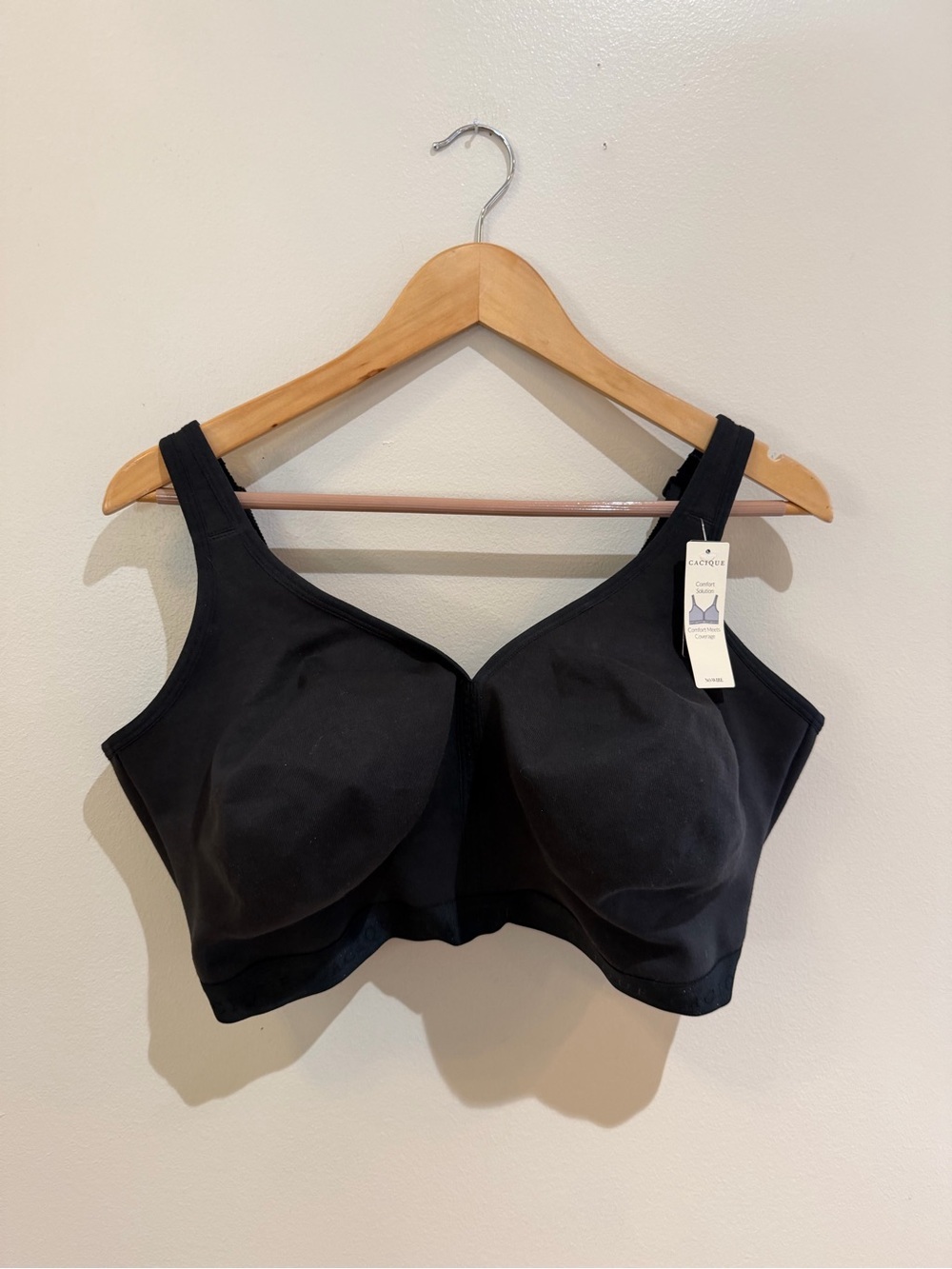 NWT Cacique Black Wireless Full Coverage Comfort Bra Size 44H - Picture 1 of 7